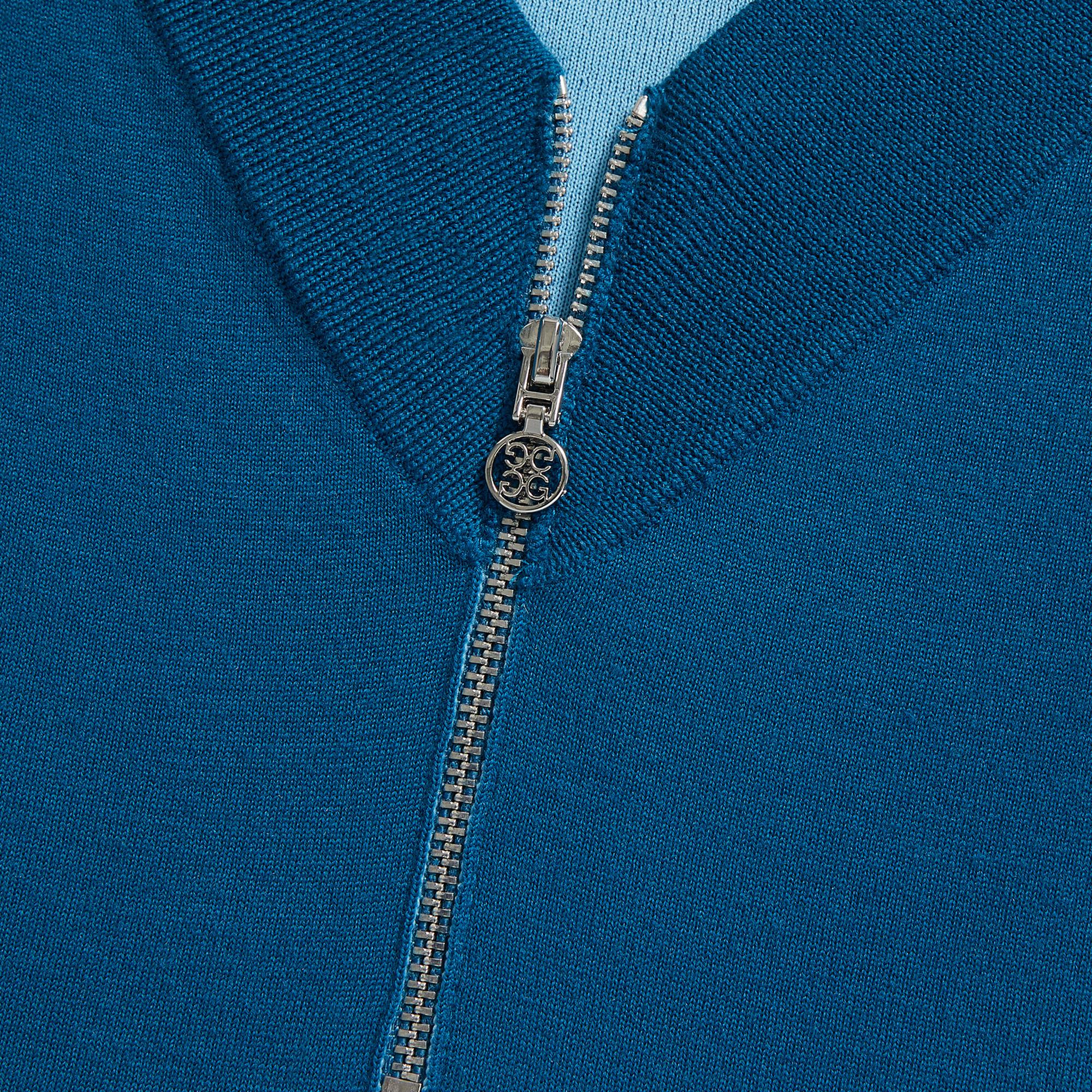 G/FORE V Neck Merino Quarter Zip Knitted Sweater Petrol
